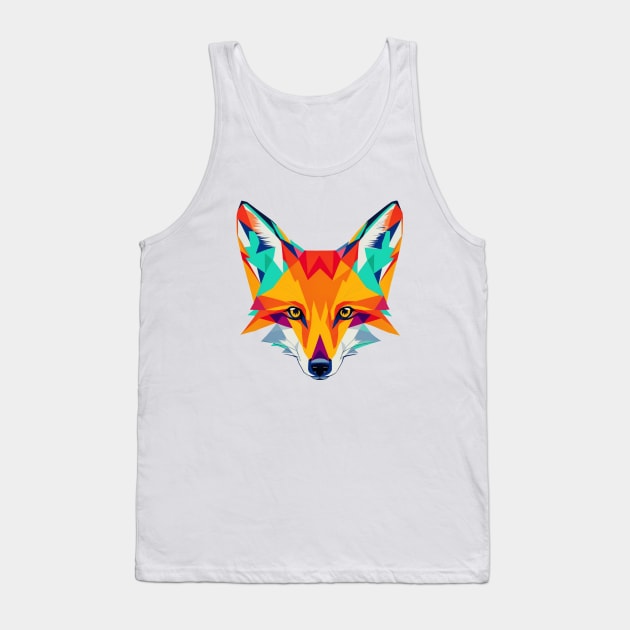 Colorful Fox Face Tank Top by FunkyColorShop